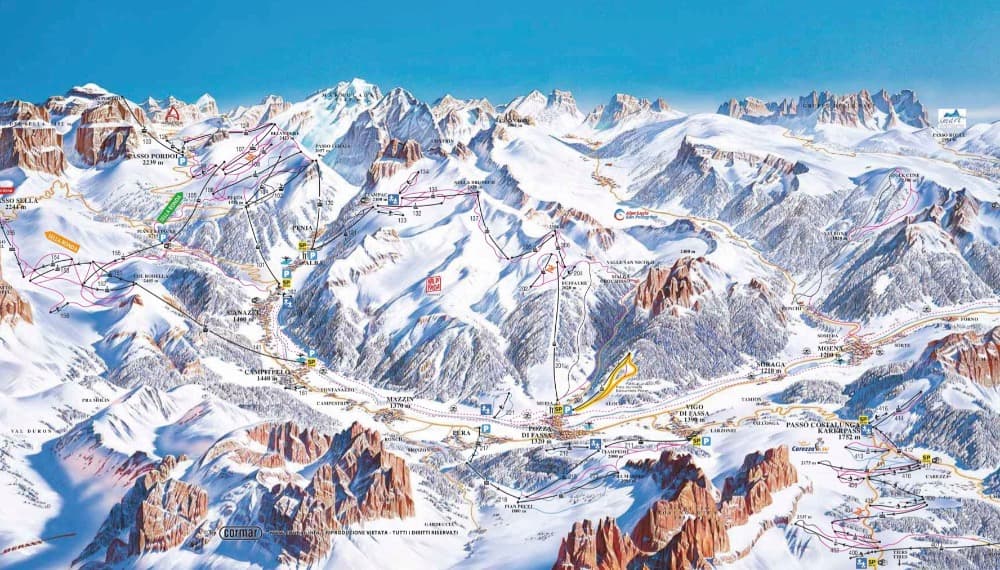 Pistekaart Val di Fassa