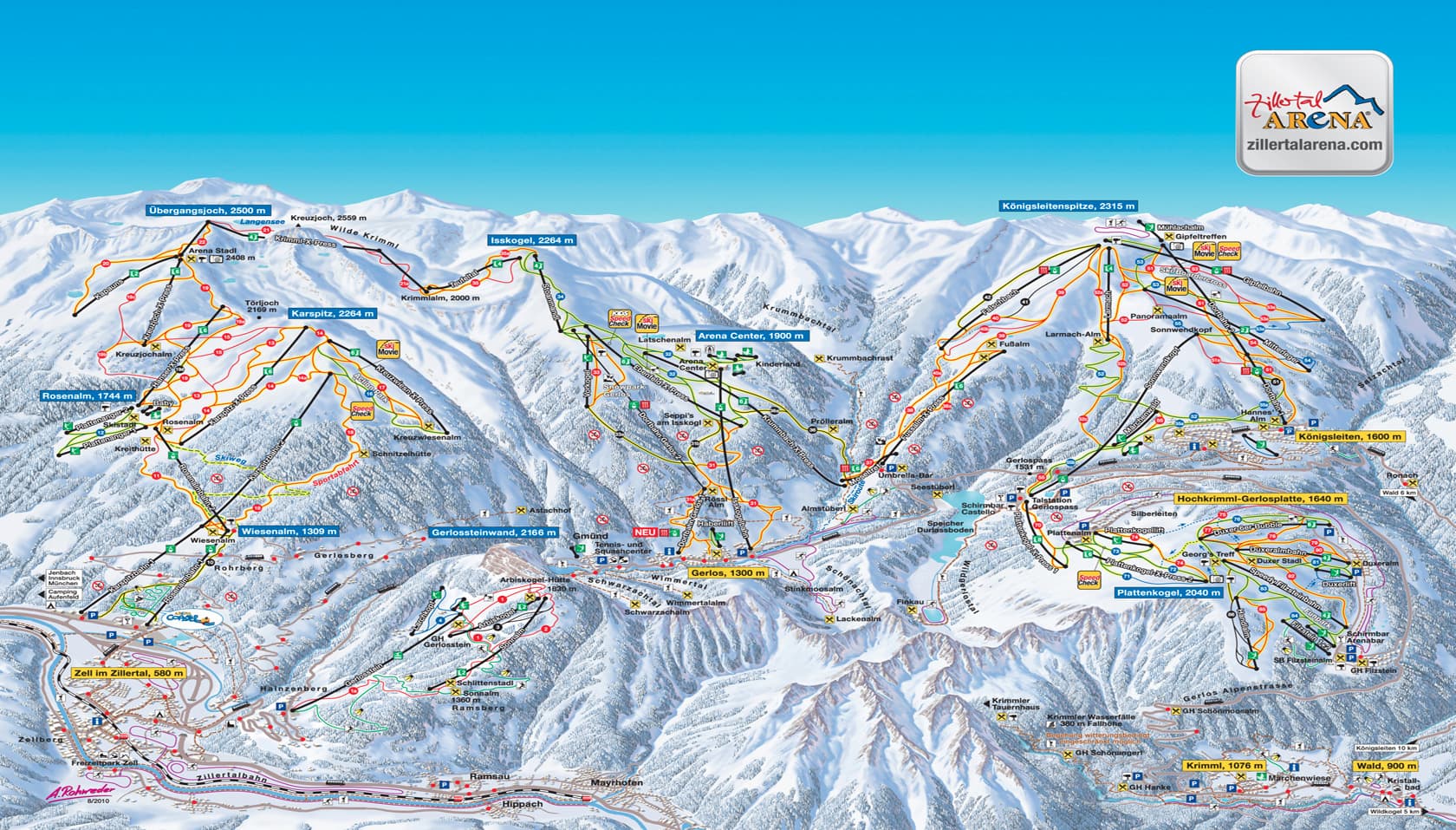 Pistekaart Zillertal Arena