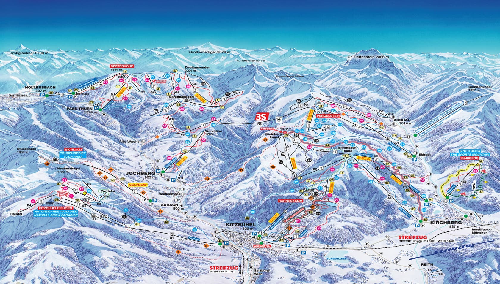 Pistekaart Kitzbühel - Kirchberg