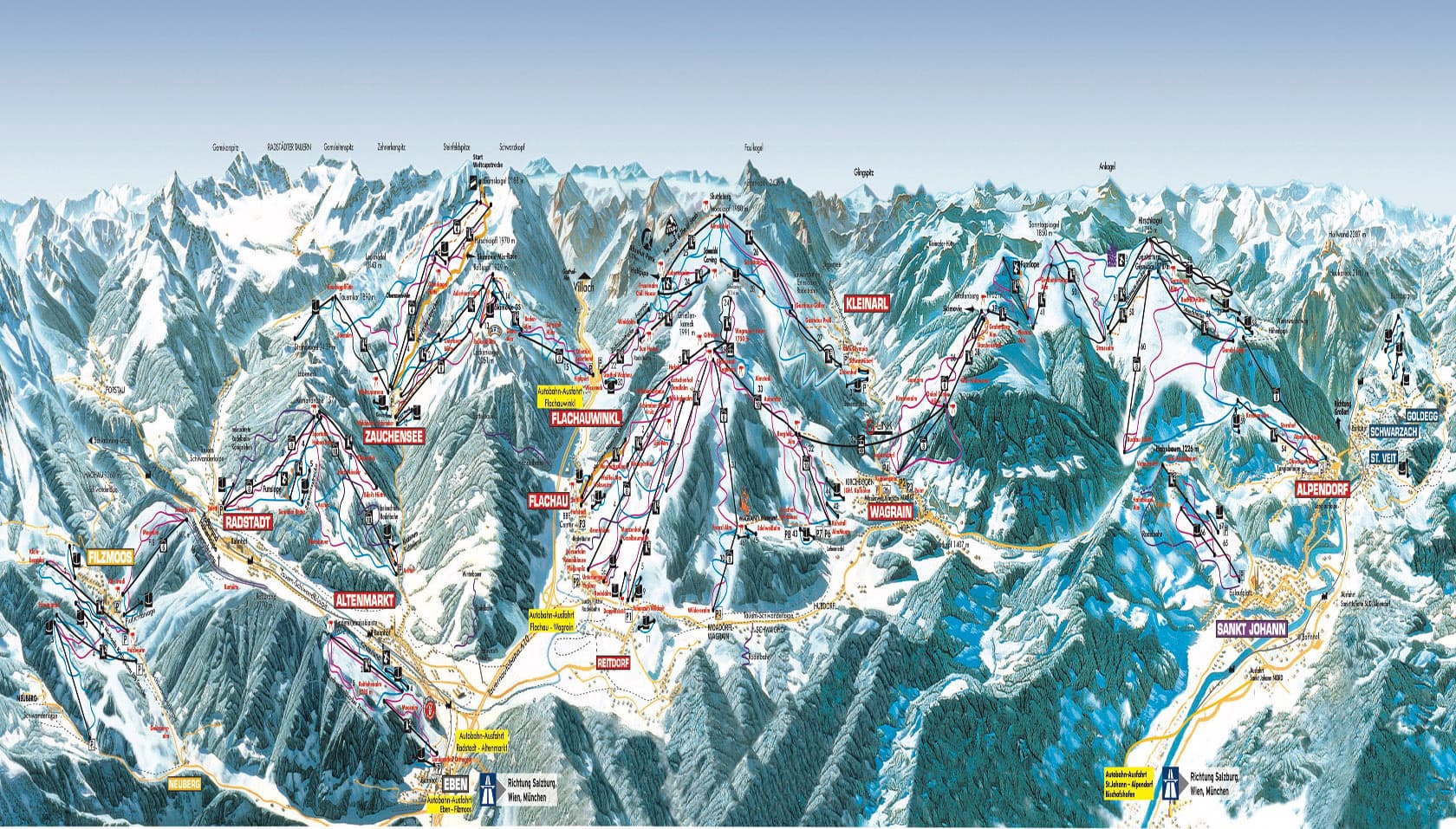 Pistekaart Salzburger Sportwelt