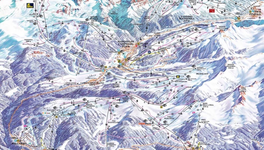 Pistekaart Campiglio Dolomiti Di Brenta